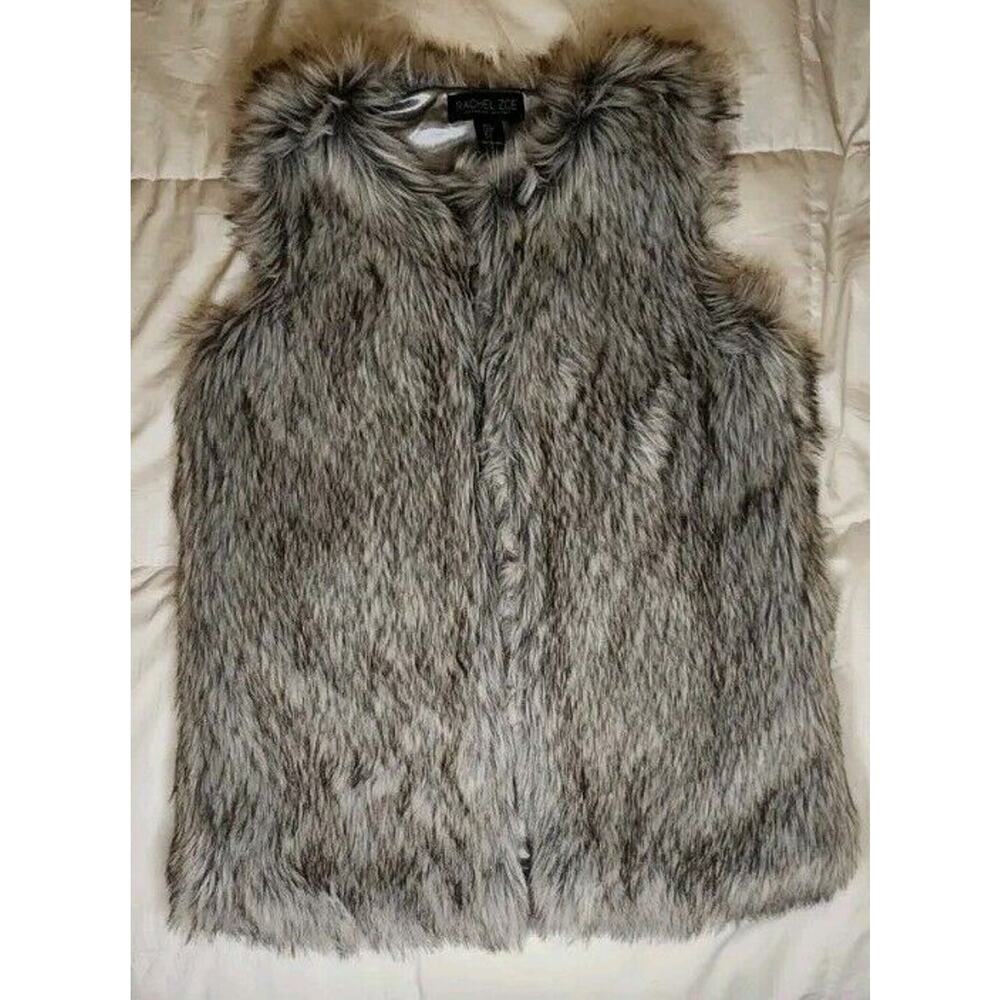 Rachel Zoe Chic Small Faux Fur Lined Vest In Gray Mid Length - Light/dark Mix
